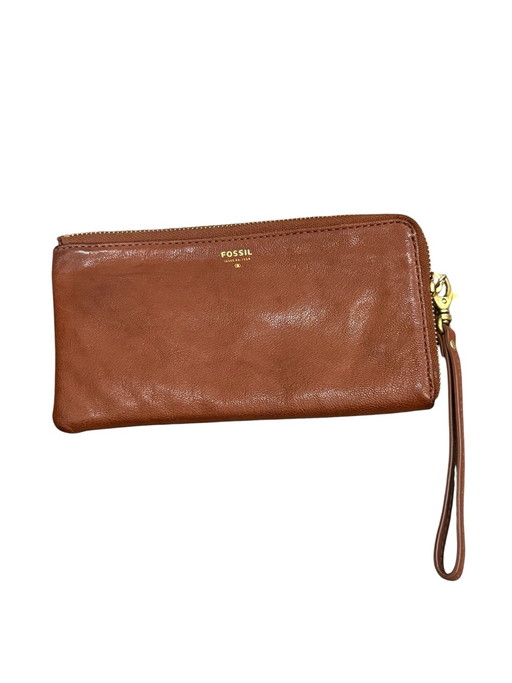 Fossil Cognac Leather Wristlet Clutch